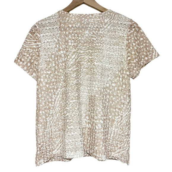 Alfred Dunner Short Sleeve Embellished Top Womens Petite Size 10 Tan Woven - Picture 2 of 7